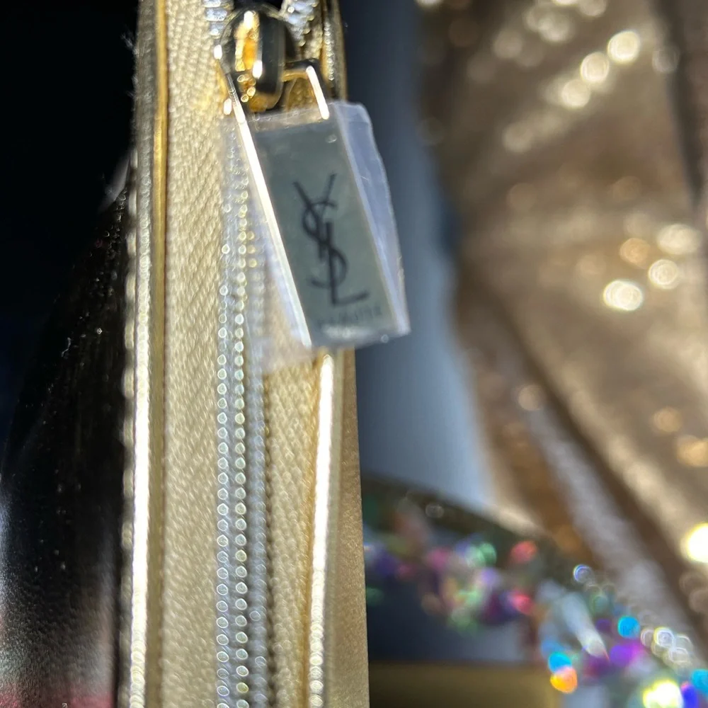 YSL Cosmetic Bundle Metallic Bag 10” x 6.5”, Black Opium 10 ml & 2 Oil Sticks - Picture 7 of 11